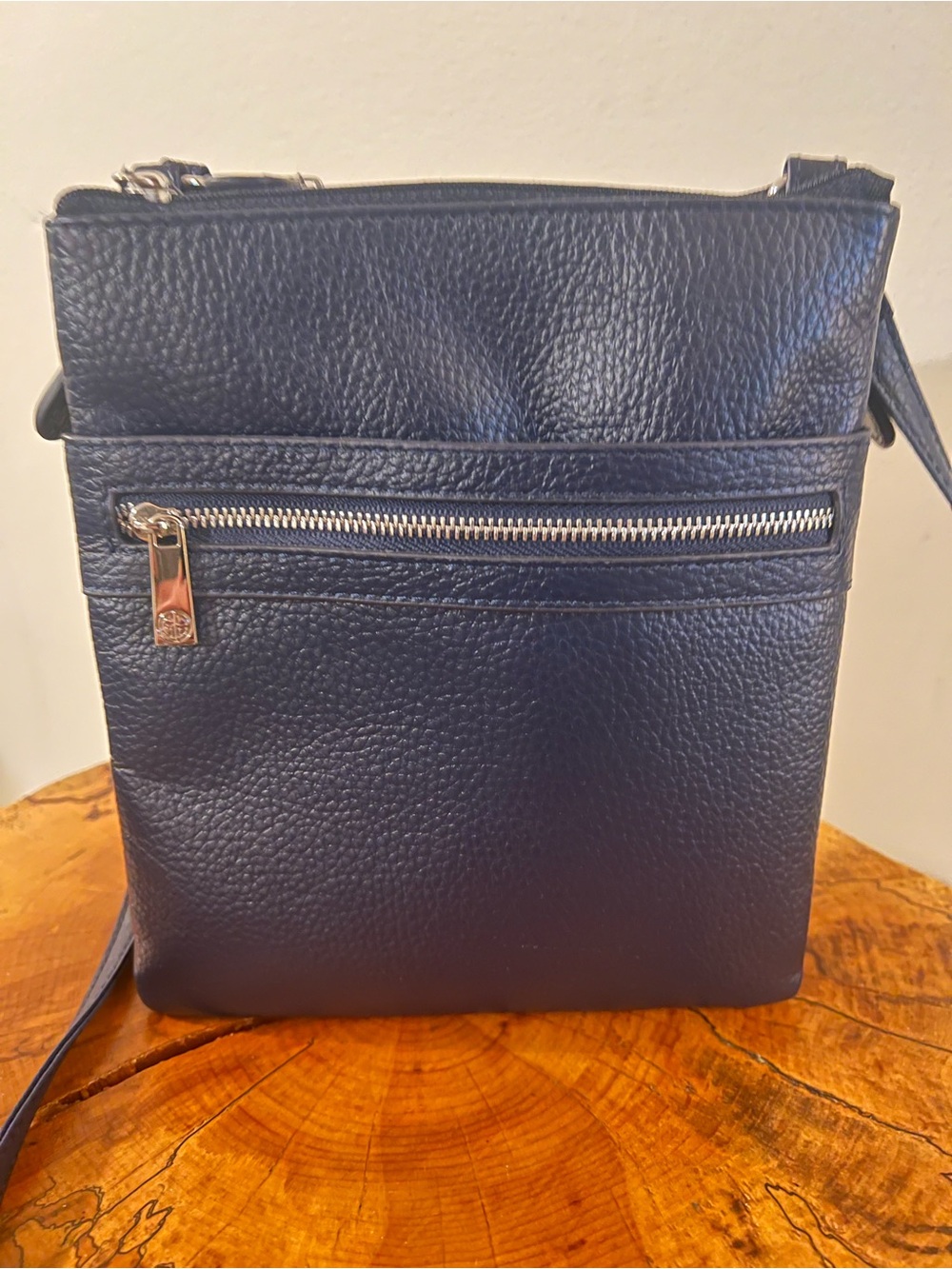 Giani Bernini Navy Pebbled Leather Crossbody Bag